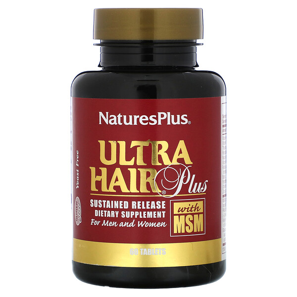 Ultra Hair Plus с МСМ, для мужчин и женщин, 60 таблеток NaturesPlus