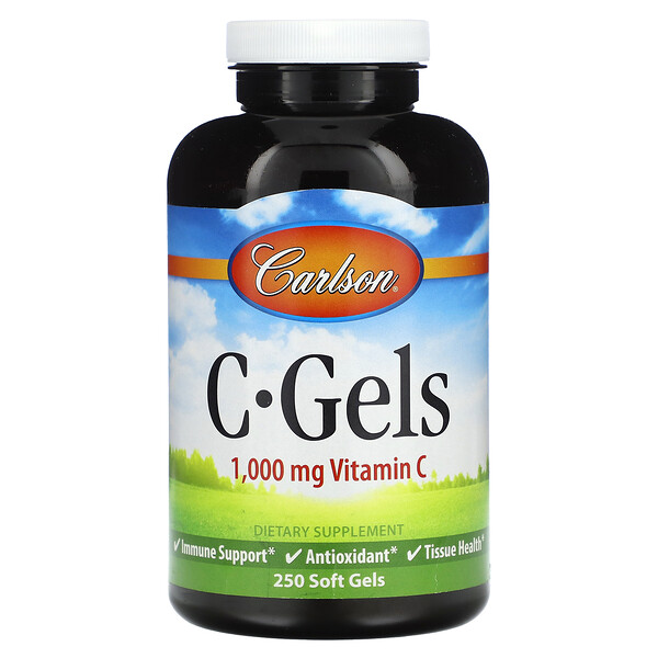 C-Gels, 1,000 mg, 250 Soft Gels (Мягкие капсулы) Carlson