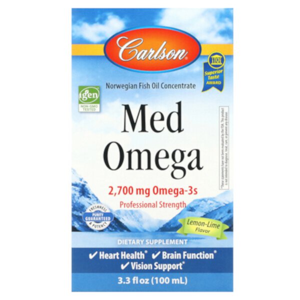 Med Omega, Лимон-Лайм, 2700 мг, 3,3 жидких унции (100 мл) Carlson