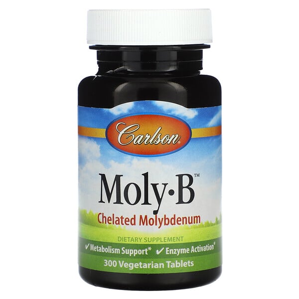 Moly-B, Хелатированный Молибден - 300 вегетарианских таблеток - Carlson Carlson