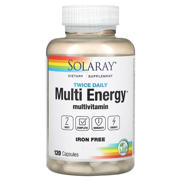 Twice Daily, Мультивитамин Без Железа - 120 капсул - Solaray Solaray