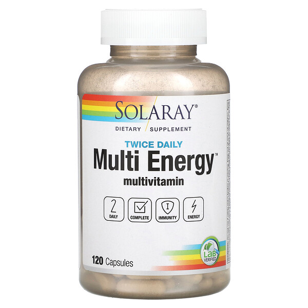 Дважды в день, Мультиэнергетические мультивитамины, 120 капсул Solaray