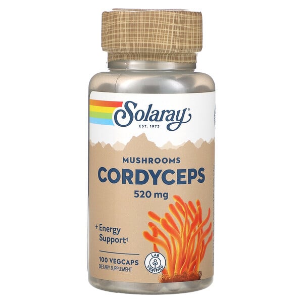 Кордицепс - 520 мг - 100 вегетарианских капсул - Solaray Solaray