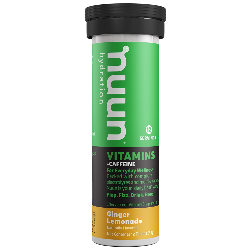 Витамины + кофеин для увлажнения, имбирный лимонад, 10 таблеток NUUN