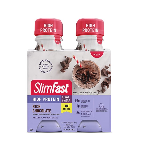 Заменитель еды с высоким содержанием белка: шоколадный коктейль, 4 упаковки SlimFast