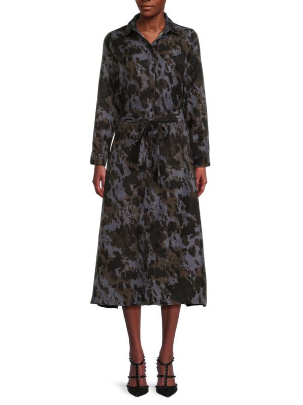 Абстрактное платье-рубашка с поясом YAL New York