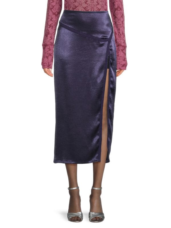 Атласная юбка миди с боковым разрезом Dakota Free People