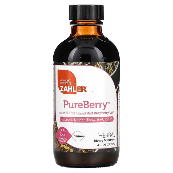 PureBerry, Alcohol Free Liquid (Жидкость) Red Raspberry Leaf, 4 fl oz (Жидкие унции) (118.3 ml) Zahler