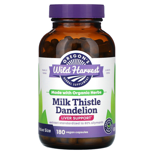 Milk Thistle Dandelion, 180 Vegan Capsules Oregon's Wild Harvest