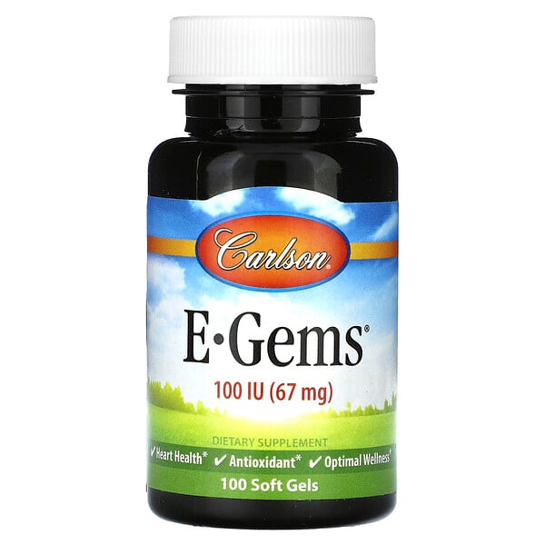 E-Gems - 67 мг (100 МЕ) - 100 мягких капсул - Carlson Carlson