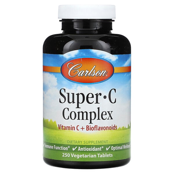 Super C Complex, Аскорбиновая кислота - 250 вегетарианских таблеток - Carlson Carlson