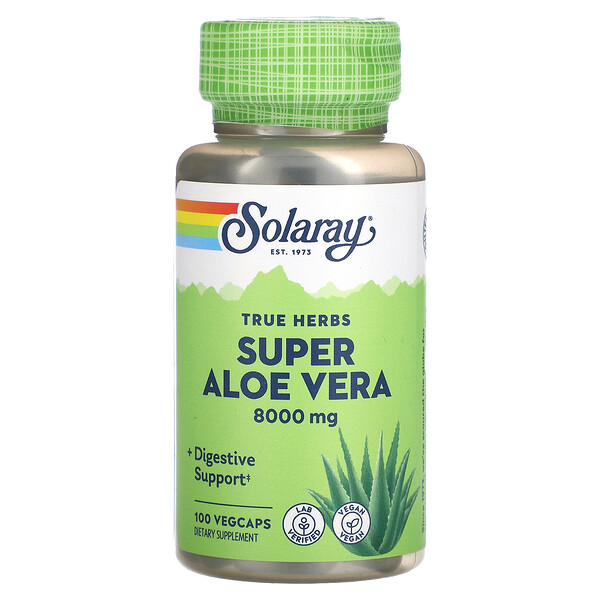 True Herbs Супер Алоэ Вера, 8000 мг, 100 растительных капсул Solaray