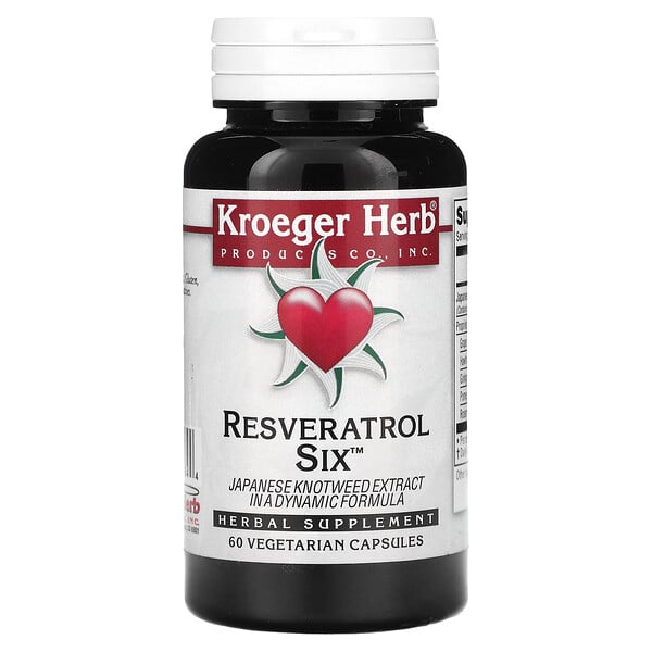Ресвератрол Six, 60 вегетарианских капсул Kroeger Herb Co