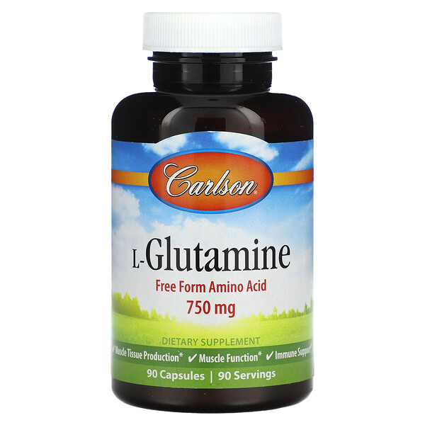 L-глутамин, 750 мг, 90 капсул Carlson
