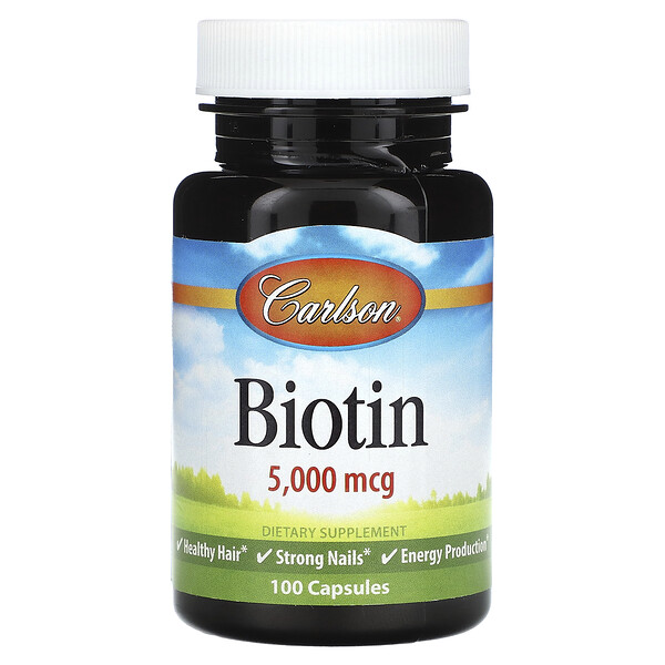 Биотин - 5000 мкг - 100 капсул - Carlson Carlson