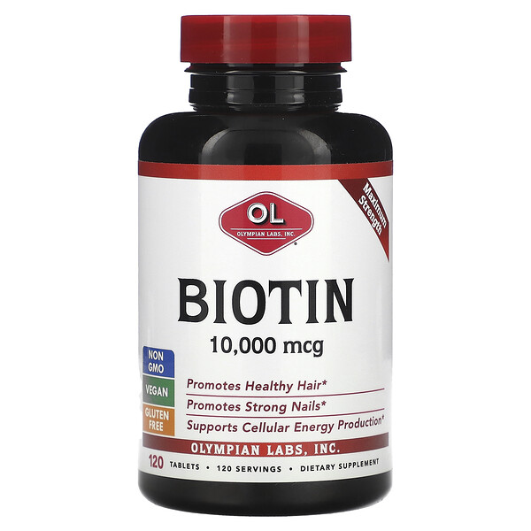 Биотин, 10 000 мкг, 120 таблеток Olympian Labs