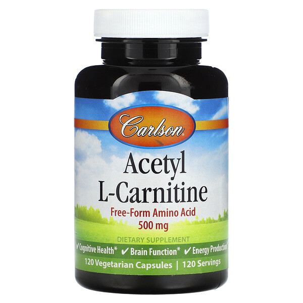Acetyl-L-Carnitine, 500 mg, 120 Vegetarian Capsules Carlson