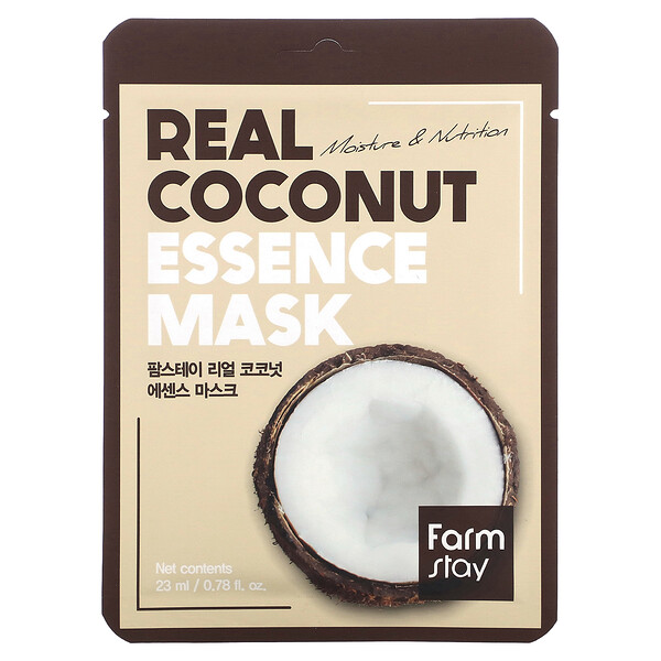 Красота-маска Real Coconut Essence, 1 лист, 0,78 жидкой унции (23 мл) Farmstay