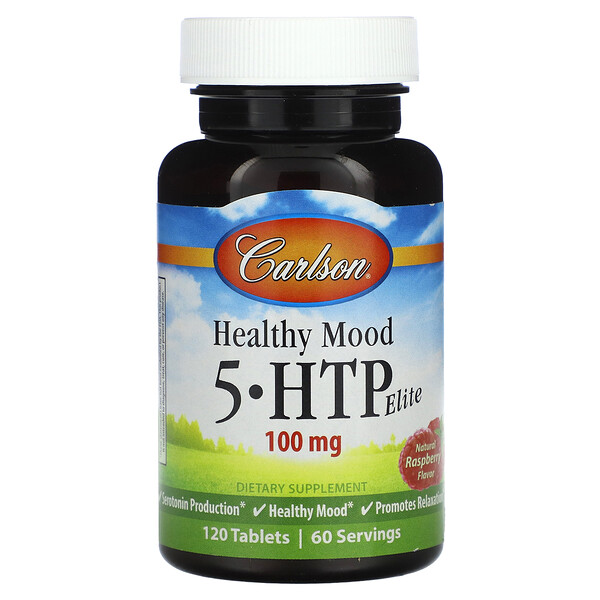Healthy Mood, 5-HTP Elite, Natural Raspberry, 50 mg, 120 Tablets Carlson