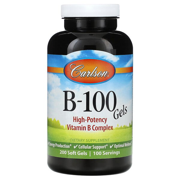 Витамин B-100, 200 мягких таблеток Carlson
