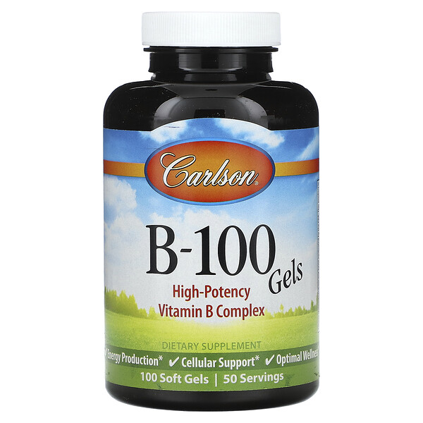 Витамин B-100, 100 мягких таблеток Carlson