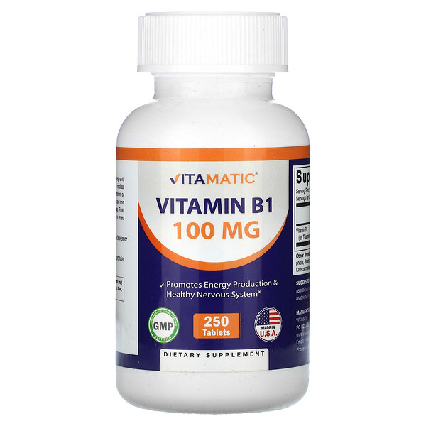 Витамин B1, 100 мг, 250 таблеток Vitamatic