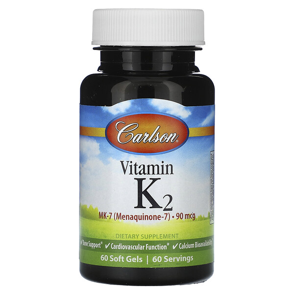 Витамин К2 - 90 мкг - 60 мягких капсул - Carlson Carlson