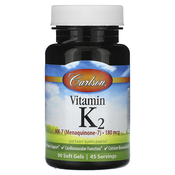 Витамин К2, 90 мкг, 90 мягких таблеток Carlson