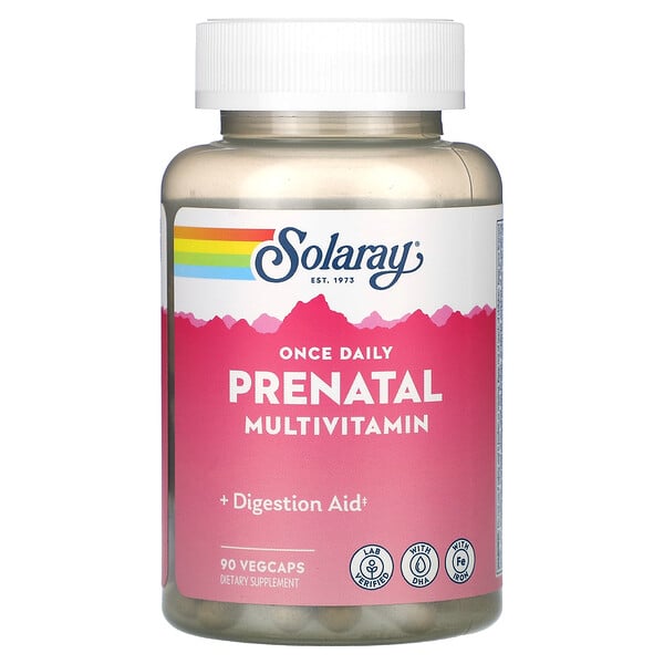 Один раз в день, мультивитамины для беременных, 90 растительных капсул Solaray