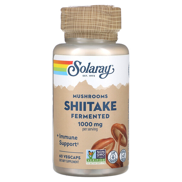 Fermented Shiitake Mushrooms, 1,000 mg, 60 VegCaps (500 mg per Capsule) Solaray