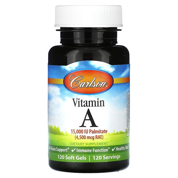 Vitamin A, 4,500 mcg RAE (15,000 IU), 120 Soft Gels Carlson