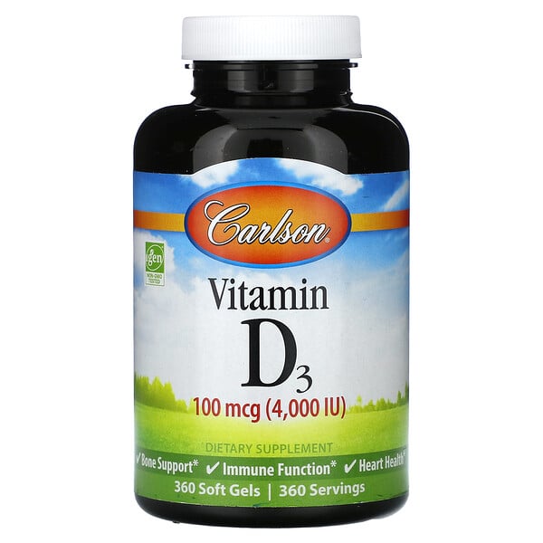 Витамин D3 - 100 мкг (4000 МЕ) - 360 мягких капсул - Carlson Carlson