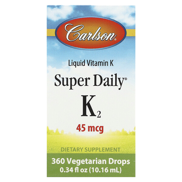 Жидкий витамин K, Super Daily K2, 45 мкг, 10.16 мл - Carlson Carlson