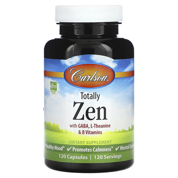 Totally Zen с ГАМК, L-теанином и витаминами группы B, 120 капсул Carlson