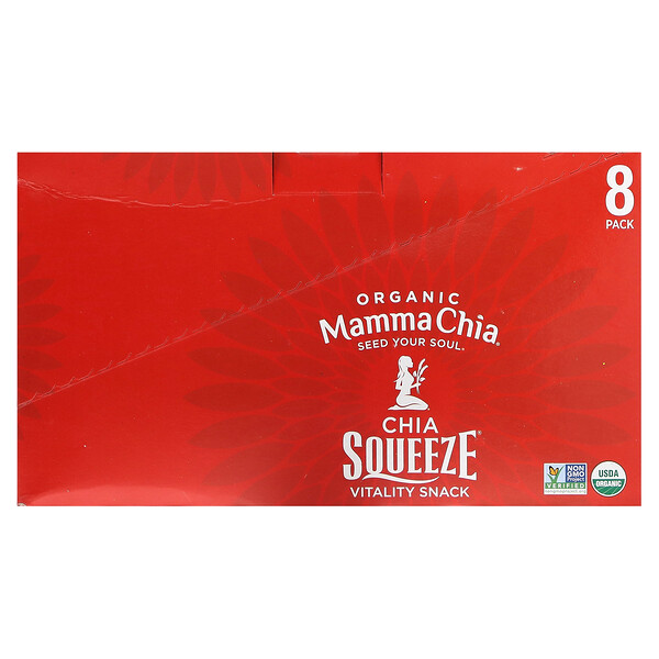 Органический снек Chia Squeeze, 'Вкус Витальности', вишня, 8 пачек по 99 г, не содержащий ГМО, веганский, без глютена Mamma Chia