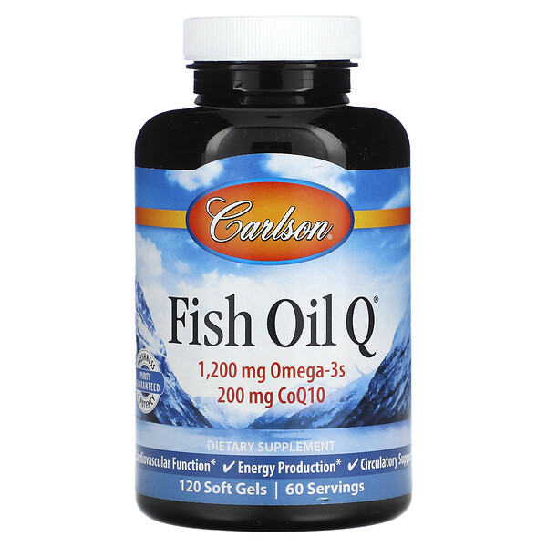 Рыбий жир Q с CoQ10 - 1200 мг Омега-3 - 200 мг CoQ10 - 120 капсул - Carlson Carlson