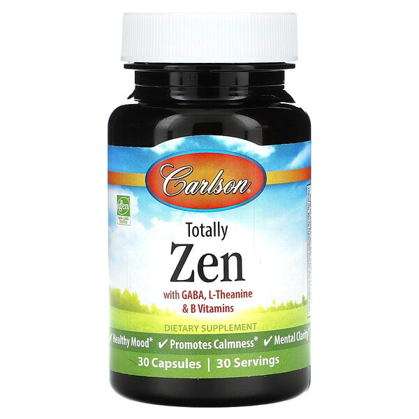 Totally Zen с GABA, L-Theanine и витаминами группы B, 30 капсул Carlson