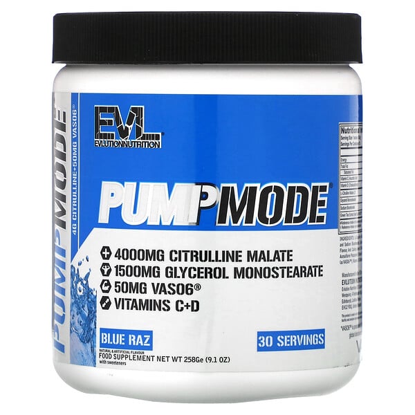 PumpMode, Blue Raz, 9.1 oz (258 g) EVLution Nutrition