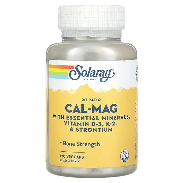Соотношение 2:1 Cal-Mag, 120 растительных капсул Solaray