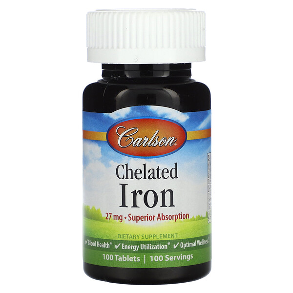 Хелатное железо - 27 мг - 100 таблеток - Carlson Carlson