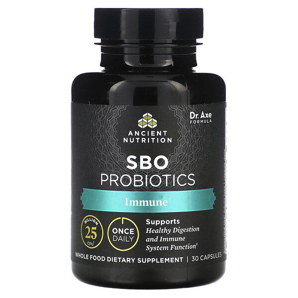 SBO Probiotics, Immune, 25 миллиардов КОЕ, 30 капсул Dr. Axe / Ancient Nutrition