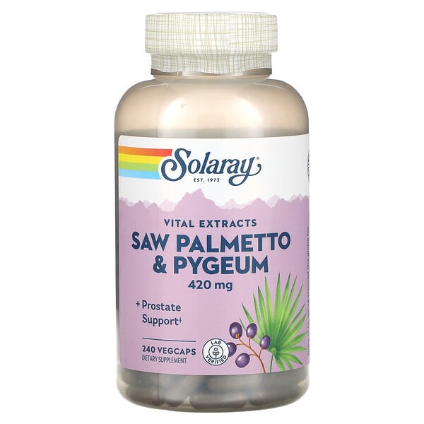 Витальные экстракты, Пижма и Пальметто - 420 мг - 240 вегетарианских капсул - Solaray Solaray