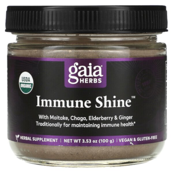 Immune Shine, с майтаке, чагой, бузиной и имбирем, 3,53 унции (100 г) Gaia Herbs