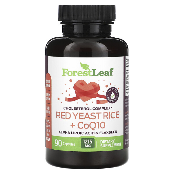 Красный дрожжевой рис + CoQ10, 90 капсул Forest Leaf