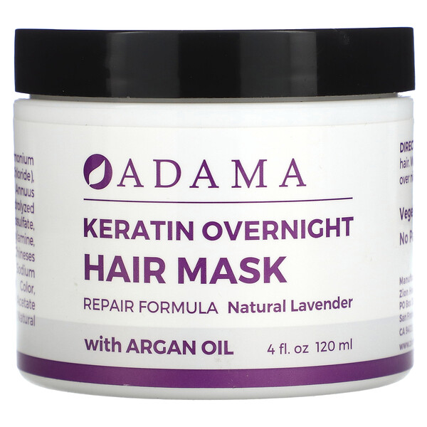 Adama, Кератиновая ночная маска для волос, натуральная лаванда, 4 жидких унции (120 мл) Zion Health