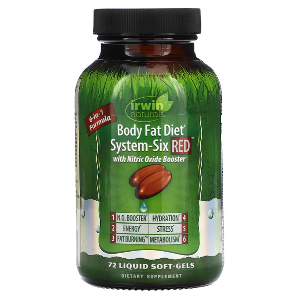 Диета для сжигания жира, System-Six Red, 72 жидких капсул - Irwin Naturals Irwin Naturals