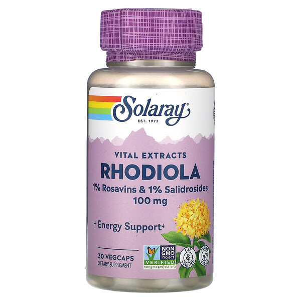 Vital Extracts, Родиола, 100 мг, 30 растительных капсул Solaray