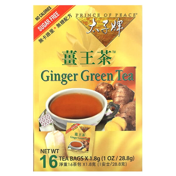 Ginger Green Tea, 16 Tea Bags, 1 oz (28.8 g) Prince of Peace