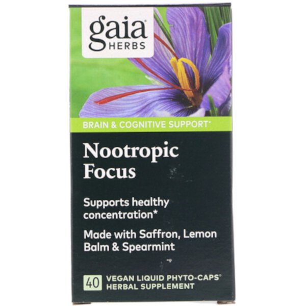 Ноотропный фокус, 40 веганских жидких фитокапсул Gaia Herbs