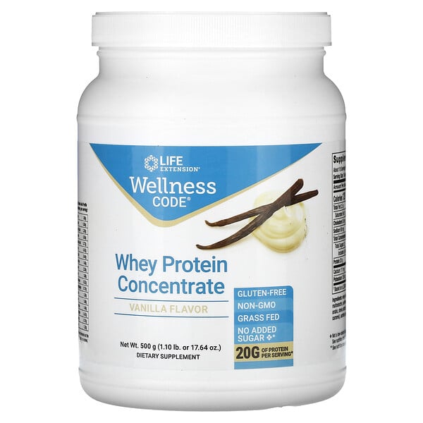 Wellness Code, Whey Protein Concentrate, Vanilla , 1.10 lb (500 g) Life Extension